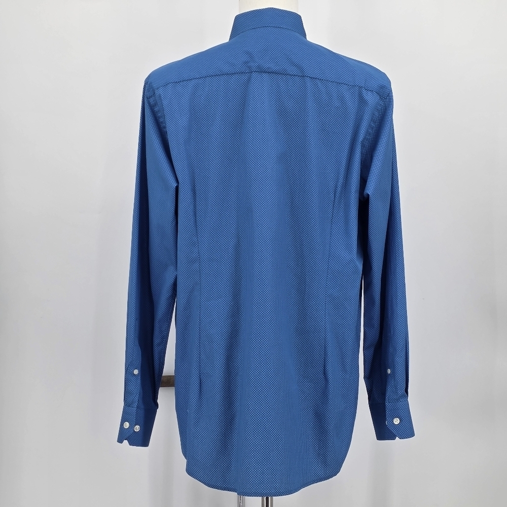 ETON Shirt 17 43 Blue Micro Dot Floral Men’s Cotton Dress Shirt Quiet Luxury - Picture 4 of 16